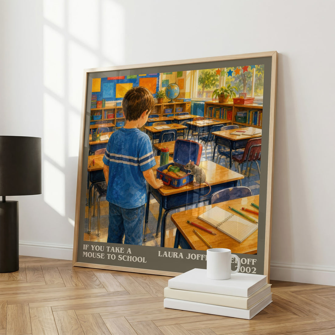 If You Take a Mouse to School literary print framed by window – literary home decor