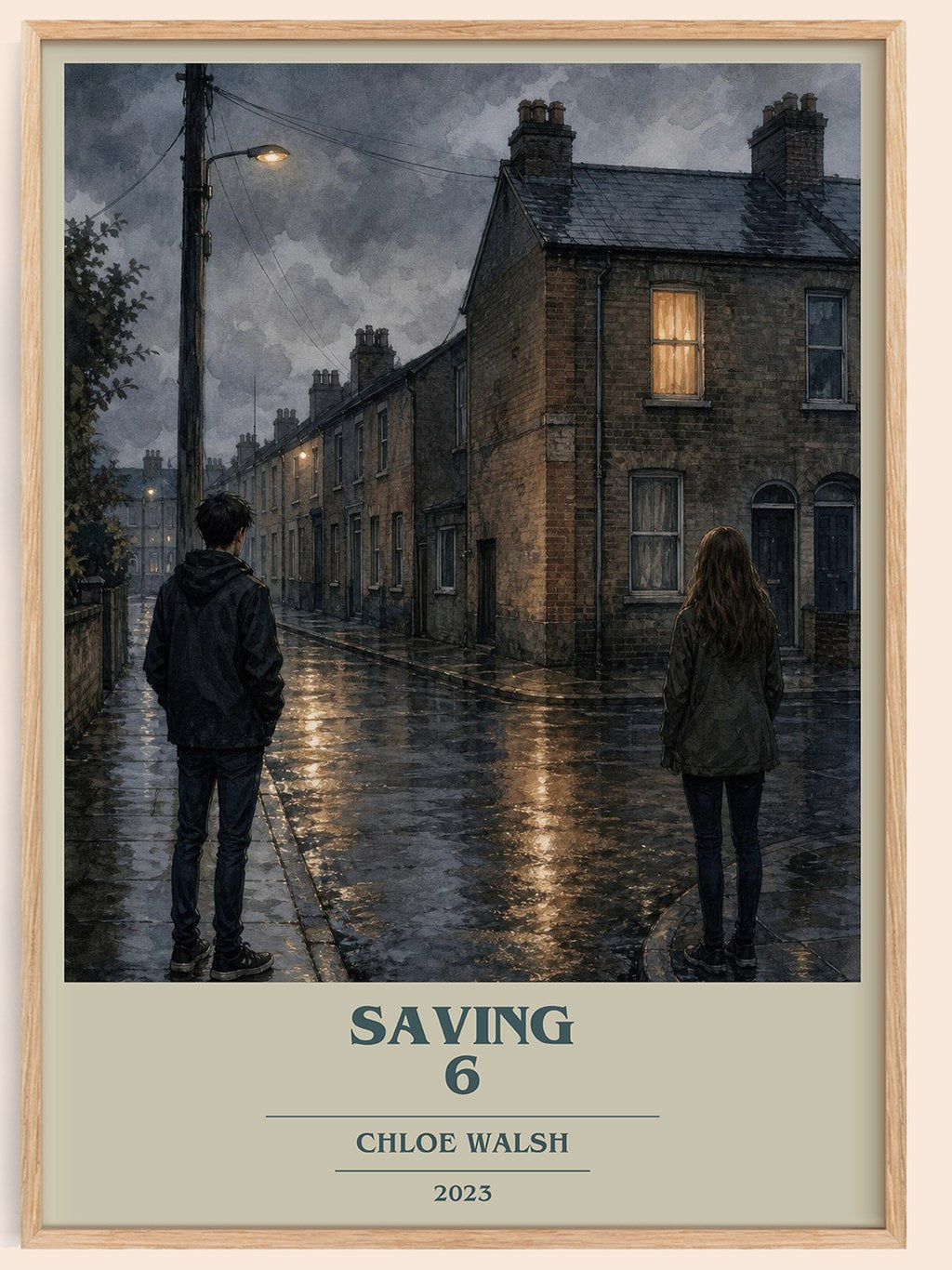 Saving 6 book cover book poster by Chloe Walsh – framed literary art print