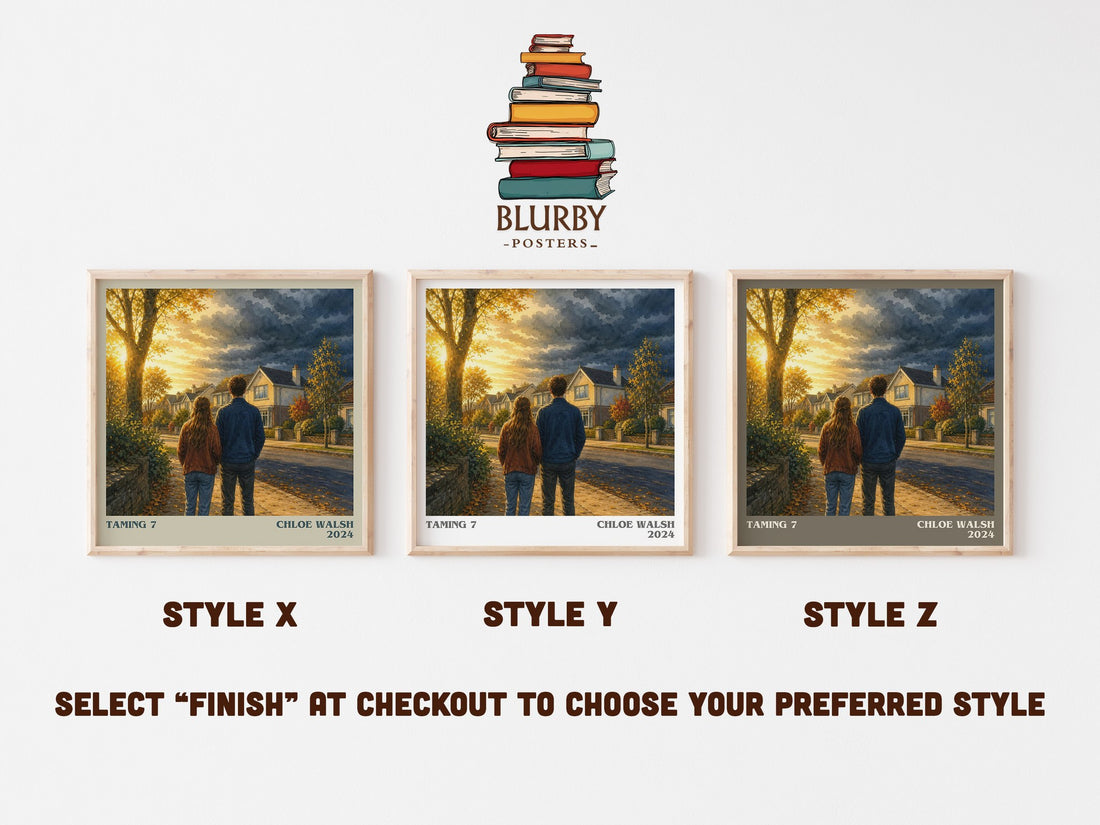 Taming 7 literary print in frame leaning in hallway – young adult wall art (mockup)