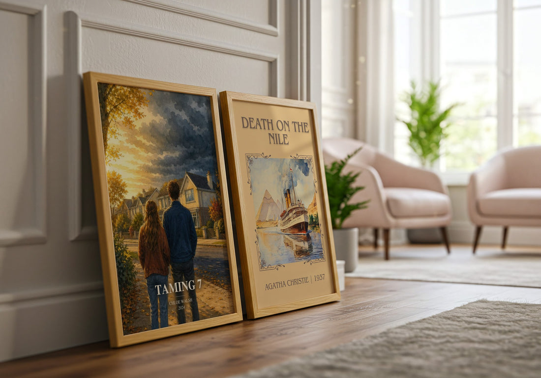 Taming 7 watercolour print framed by window – literary home decor