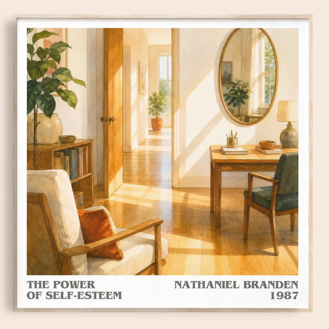 The power of self-esteem literary book poster by Nathaniel Branden – framed literary art print