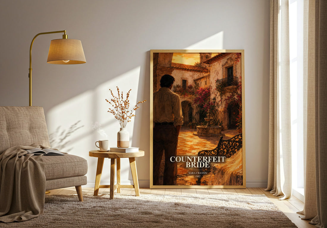 Counterfeit Bride watercolour print in frame leaning in hallway – romance wall art