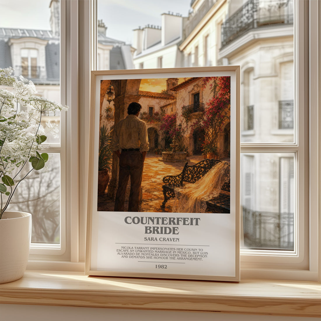 Counterfeit Bride bookish poster colour and style options – Sara Craven book art