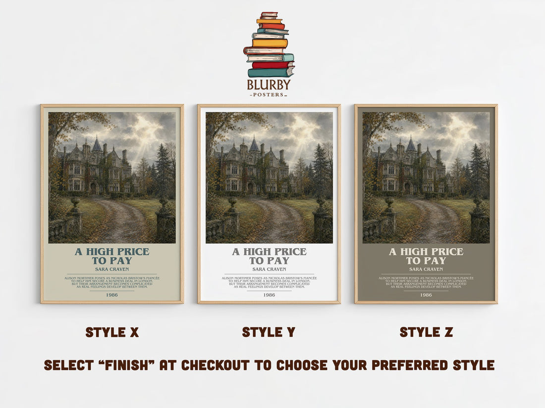 A High Price to Pay bookish print in frame leaning in hallway – romance wall art (mockup)