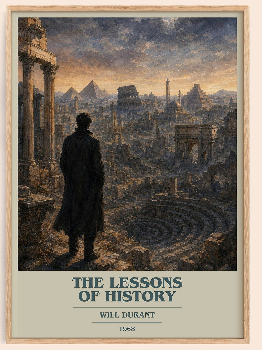 The Lessons of History book cover book poster by Will Durant – framed literary art print