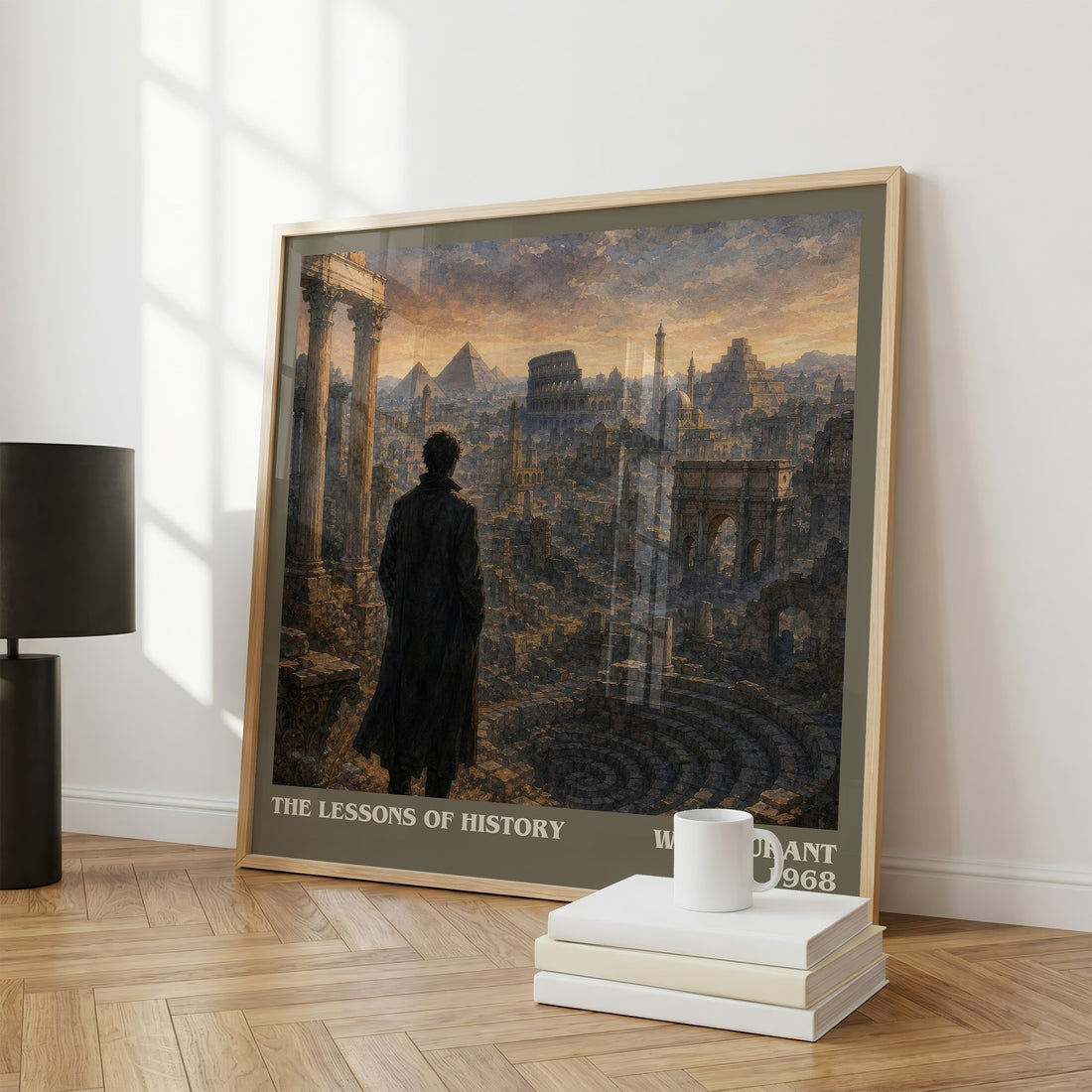 The Lessons of History literary print framed by window – literary home decor