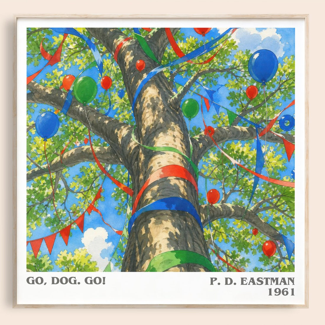 Go, Dog. Go! literary book poster by P. D. Eastman – framed literary art print