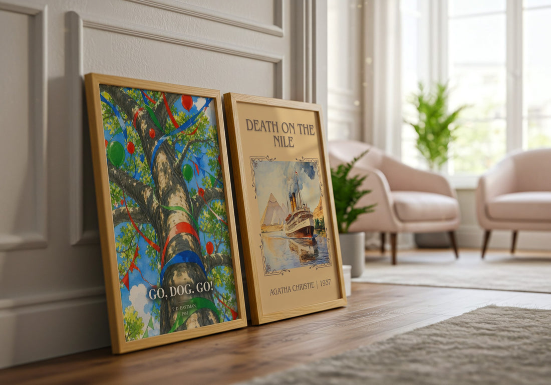Go, Dog. Go! watercolour print framed by window – literary home decor