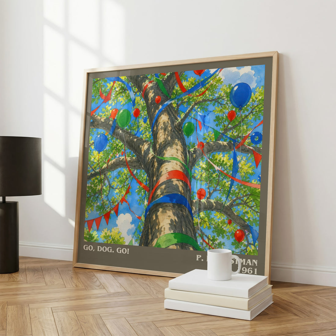 Go, Dog. Go! literary print framed by window – literary home decor