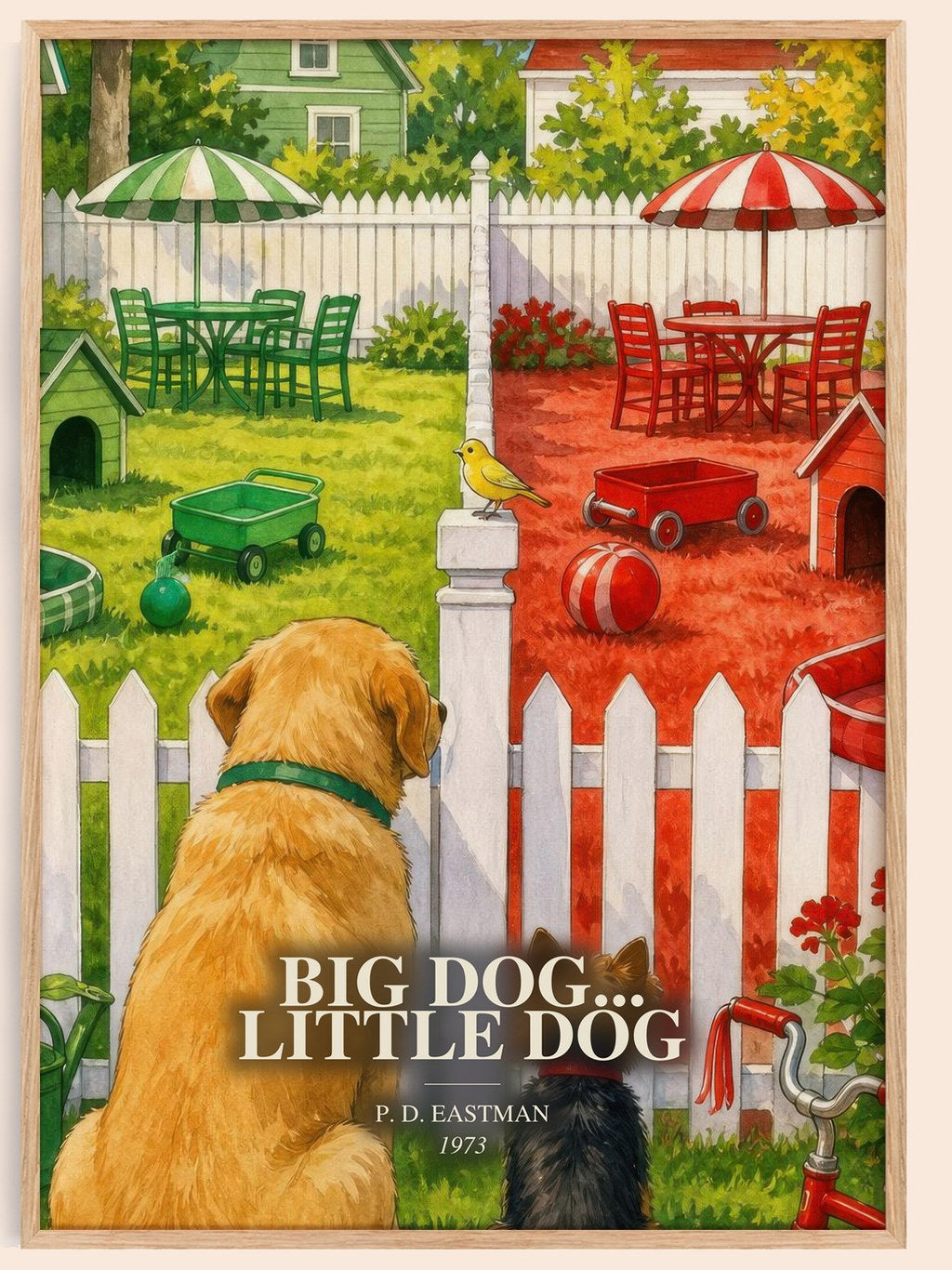 Big Dog... Little Dog watercolour book poster by P. D. Eastman – framed literary art print