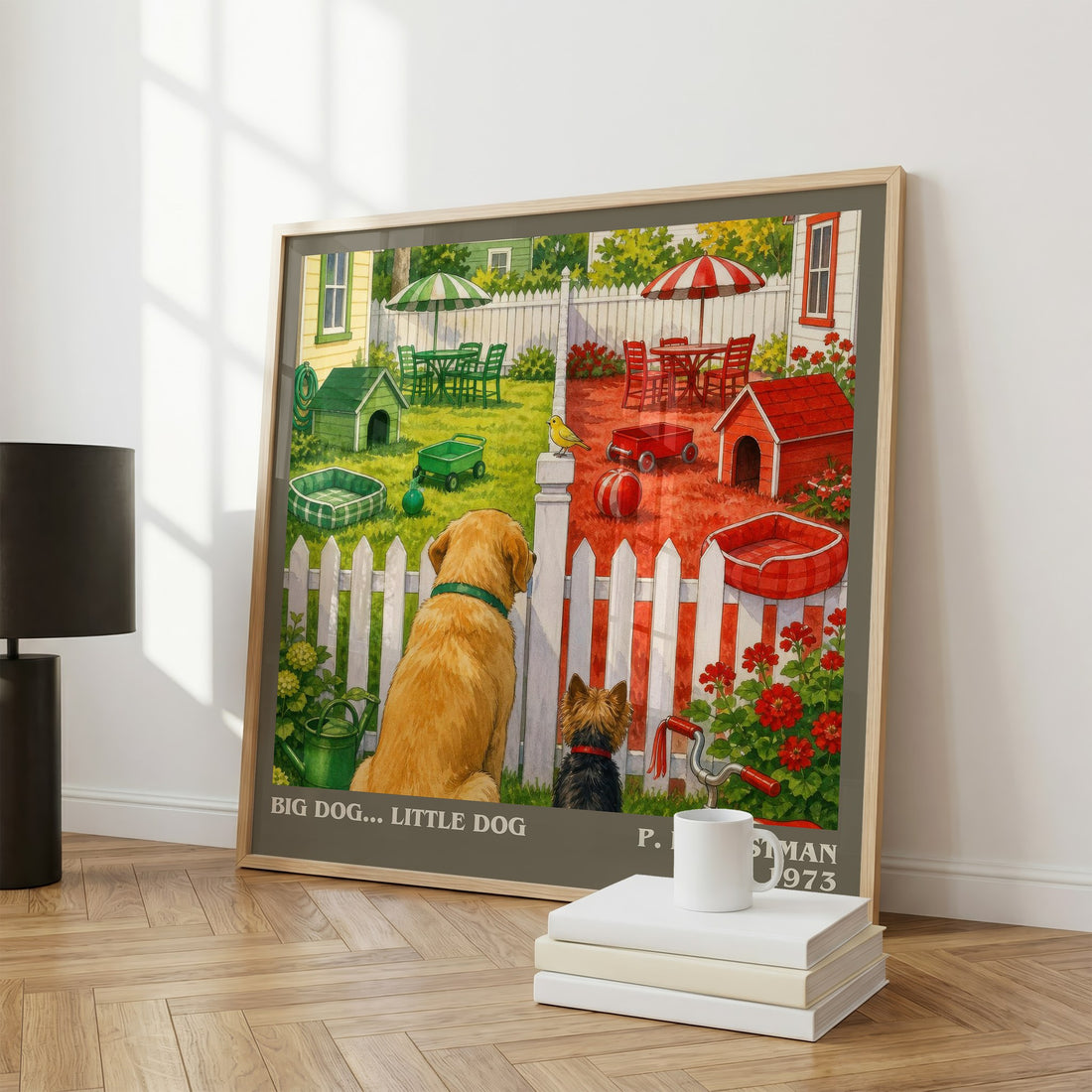 Big Dog... Little Dog literary print framed by window – literary home decor