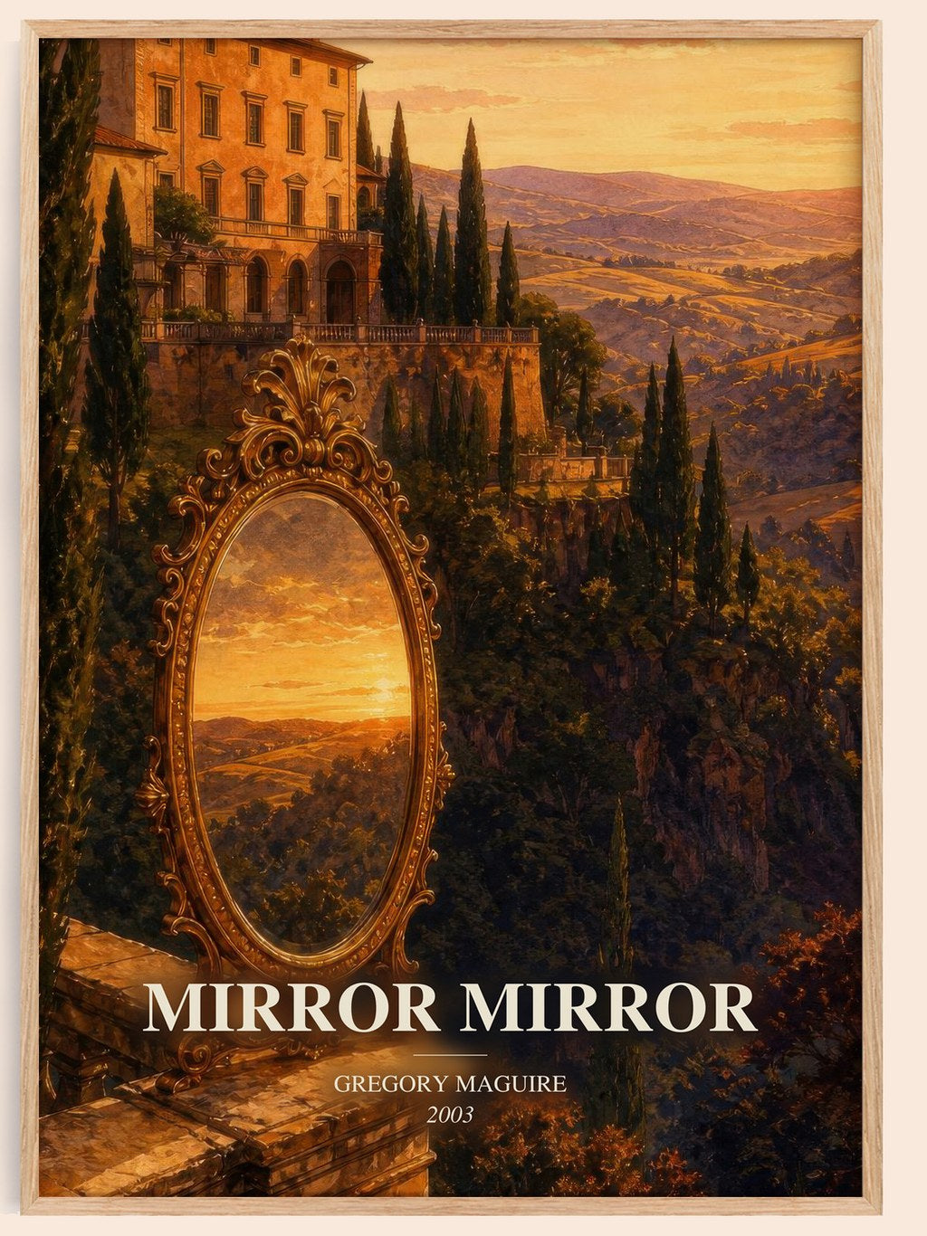 Mirror Mirror watercolour book poster by Gregory Maguire – framed literary art print