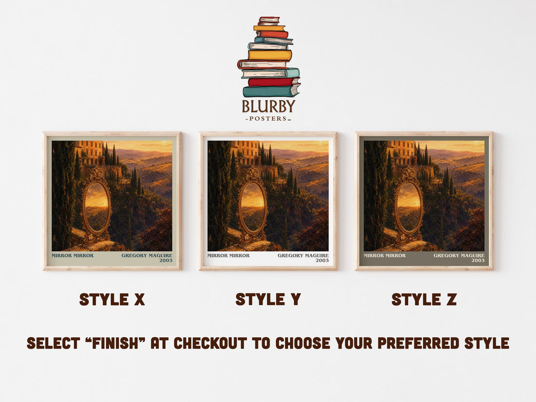 Mirror Mirror literary print in frame leaning in hallway – fantasy wall art (mockup)