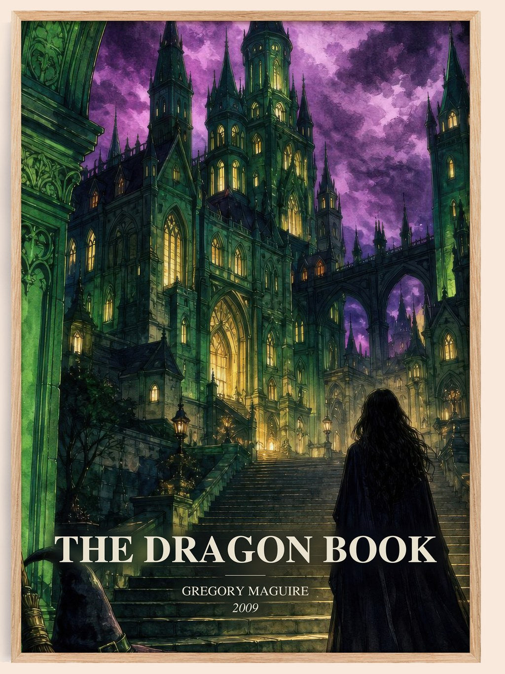 The Dragon Book watercolour book poster by Gregory Maguire – framed literary art print