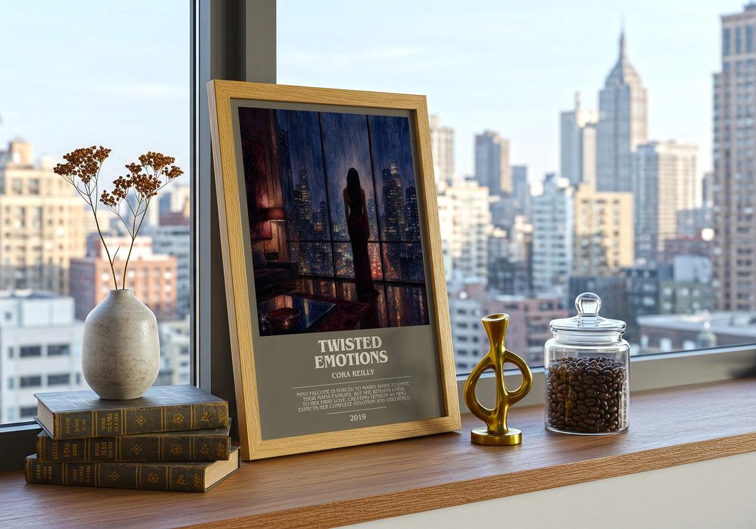 Twisted Emotions bookish print framed by window – literary home decor