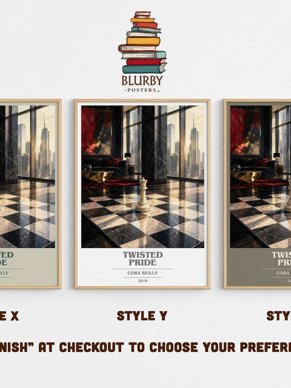 Twisted Pride book cover print in frame leaning in hallway – romance wall art