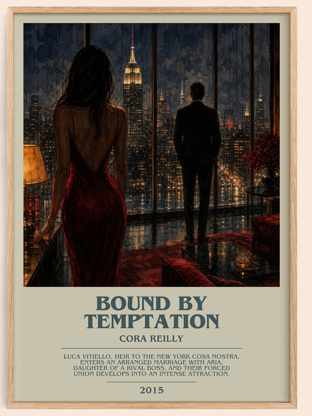 Bound by temptation bookish book poster by Cora Reilly – framed literary art print