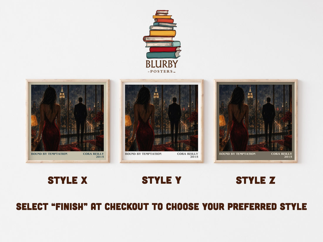 Bound by temptation literary print in frame leaning in hallway – romance wall art (mockup)