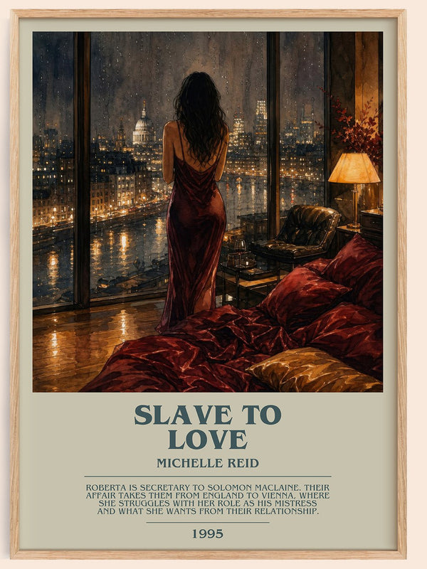 Slave to Love bookish book poster by Michelle Reid – framed literary art print