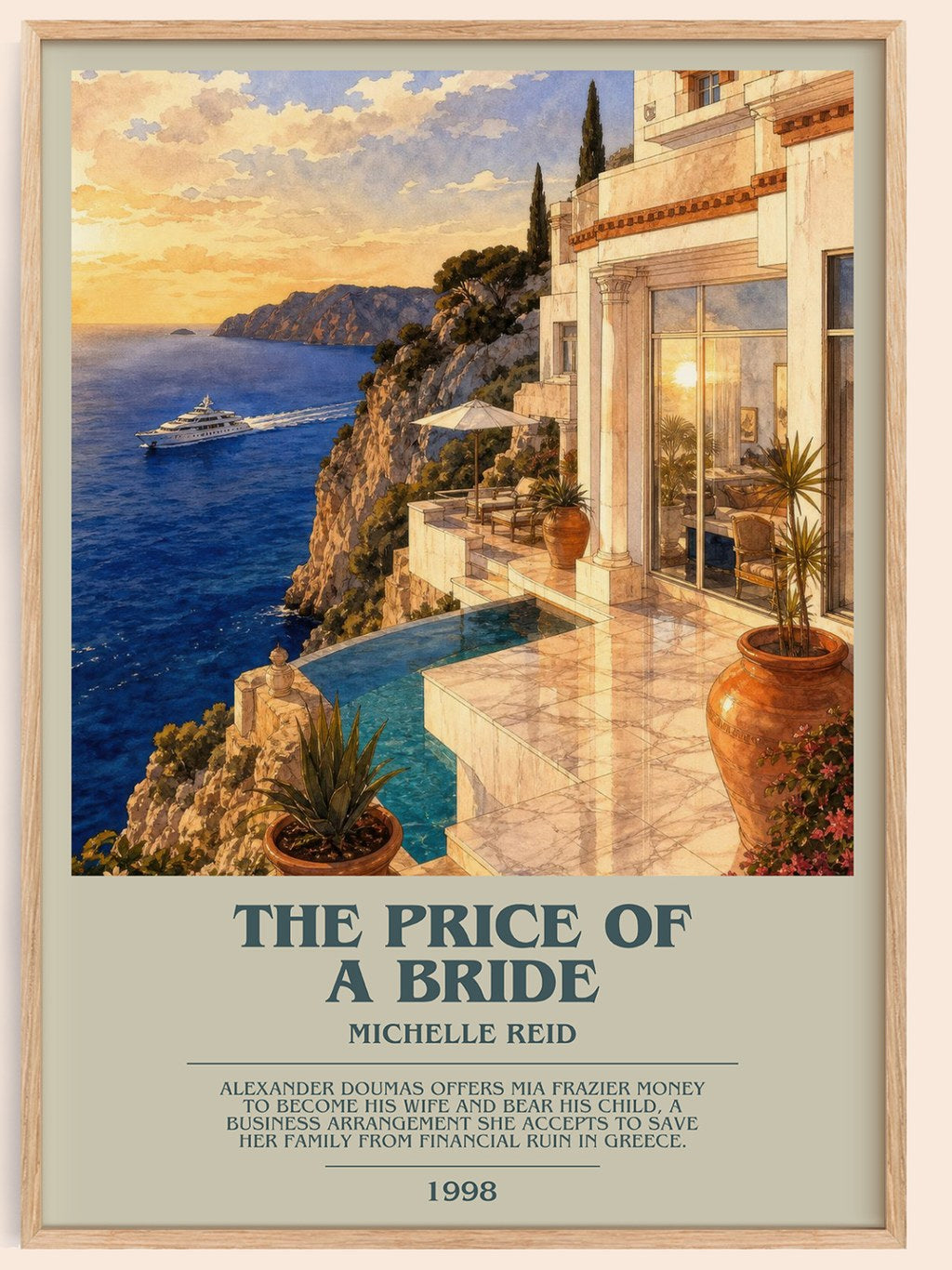 The Price of a Bride bookish book poster by Michelle Reid – framed literary art print