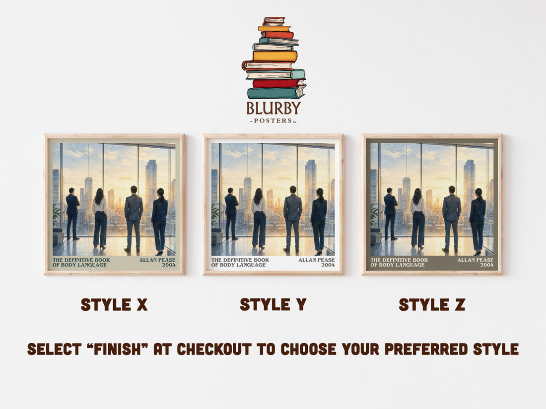 The Definitive Book of Body Language literary print in frame leaning in hallway – non fiction wall art (mockup)