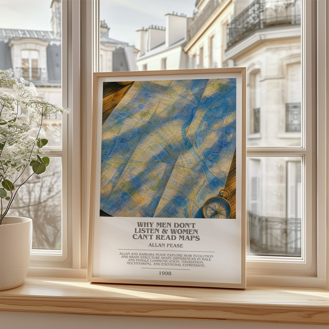 Why men don't listen & women can't read maps bookish poster colour and style options – Allan Pease book art