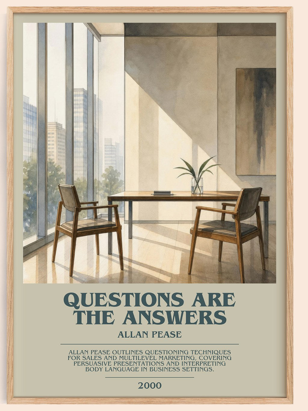 Questions Are the Answers bookish book poster by Allan Pease – framed literary art print