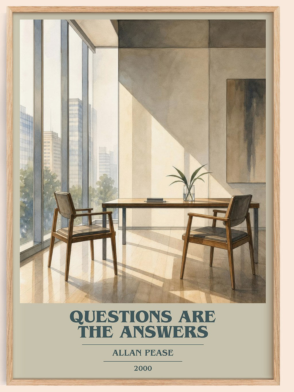 Questions Are the Answers book cover book poster by Allan Pease – framed literary art print