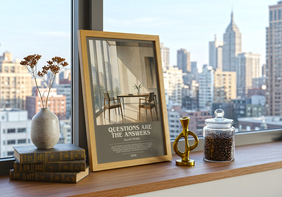 Questions Are the Answers bookish print framed by window – literary home decor