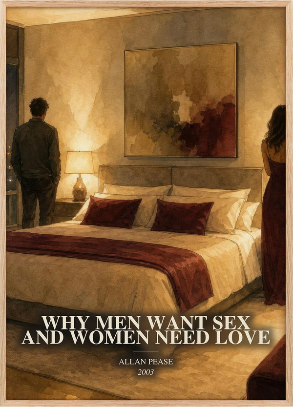 Why Men Want Sex and Women Need Love Book Watercolour Illustration by Allan Pease