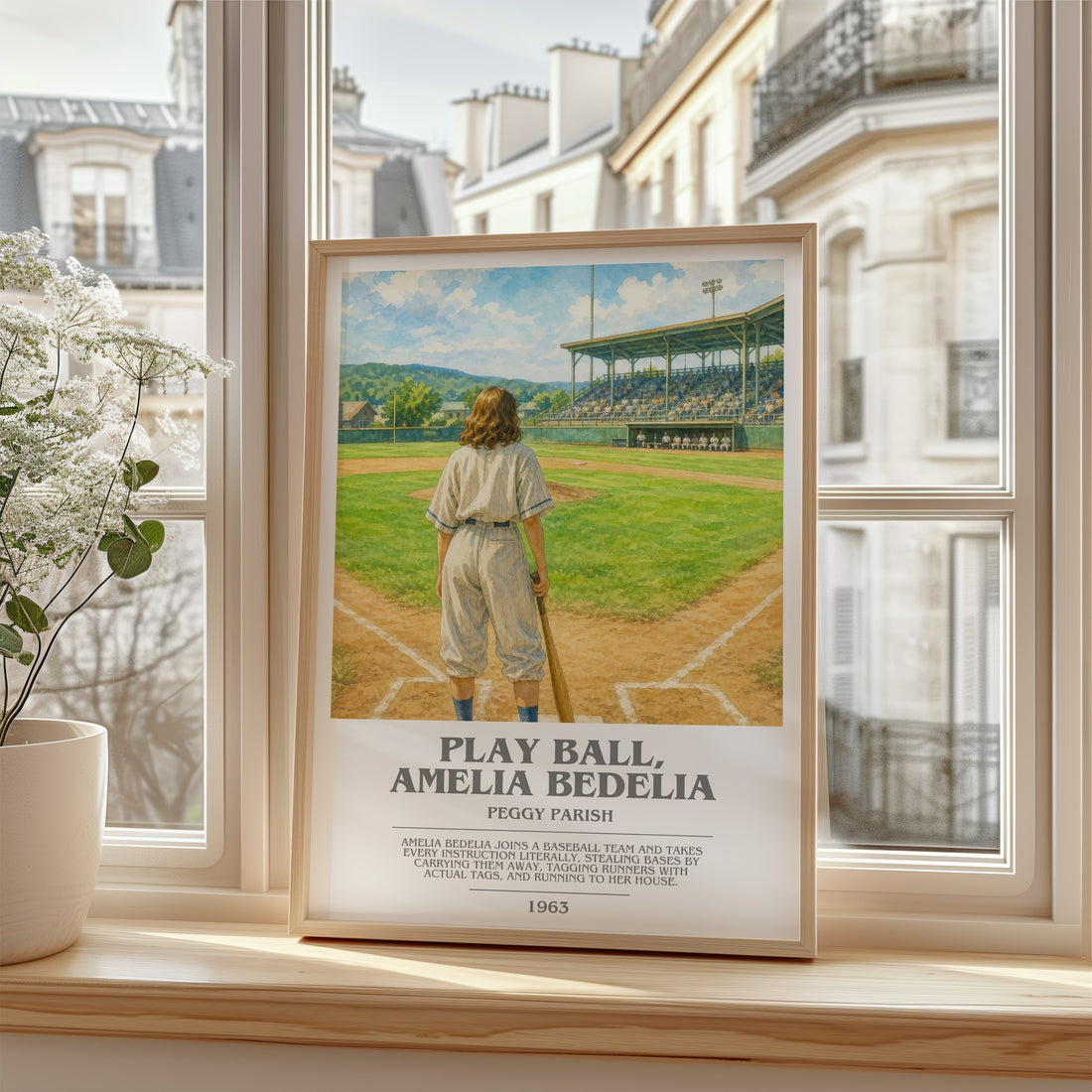 Play Ball, Amelia Bedelia bookish poster colour and style options – Peggy Parish book art