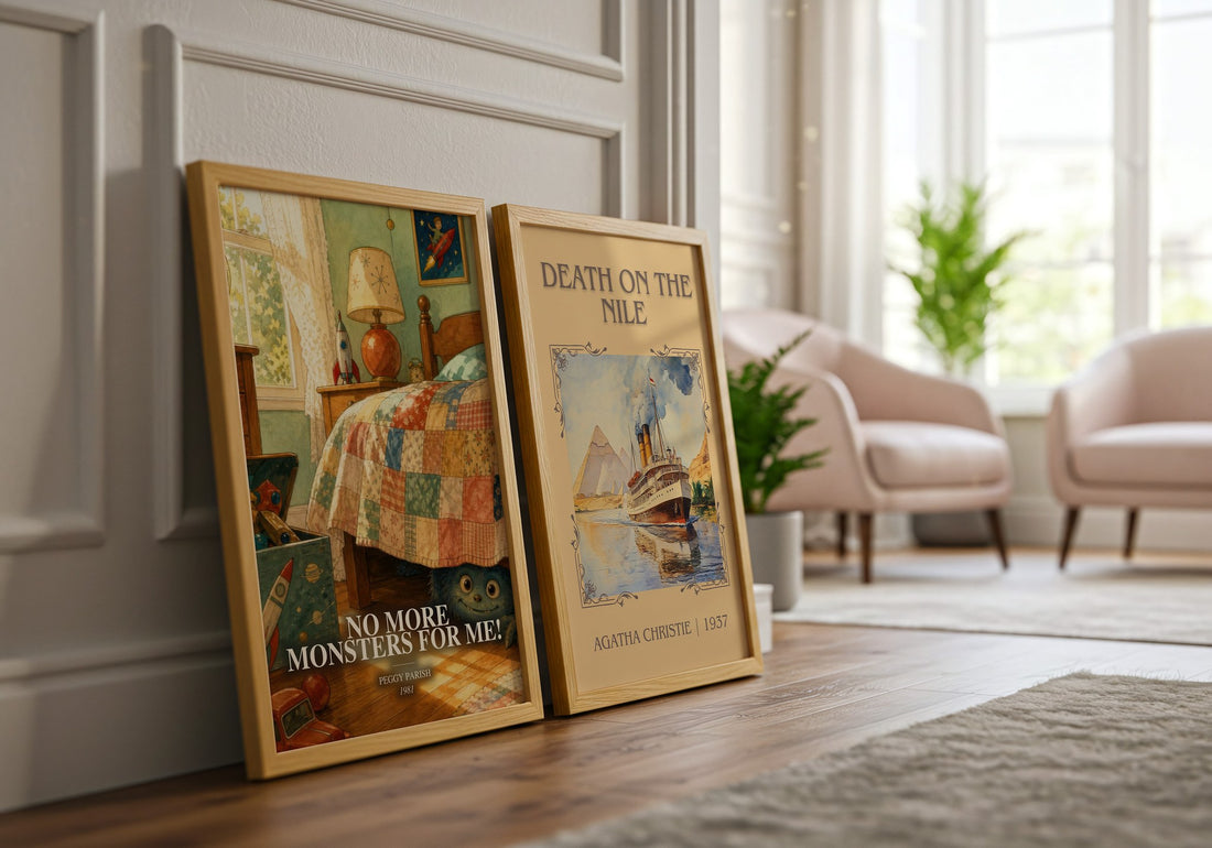 No More Monsters for Me! watercolour print framed by window – literary home decor