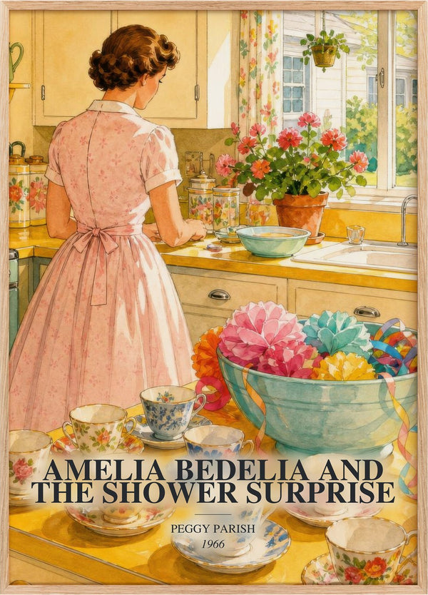 Amelia Bedelia and the Shower Surprise Book Watercolour Illustration by Peggy Parish