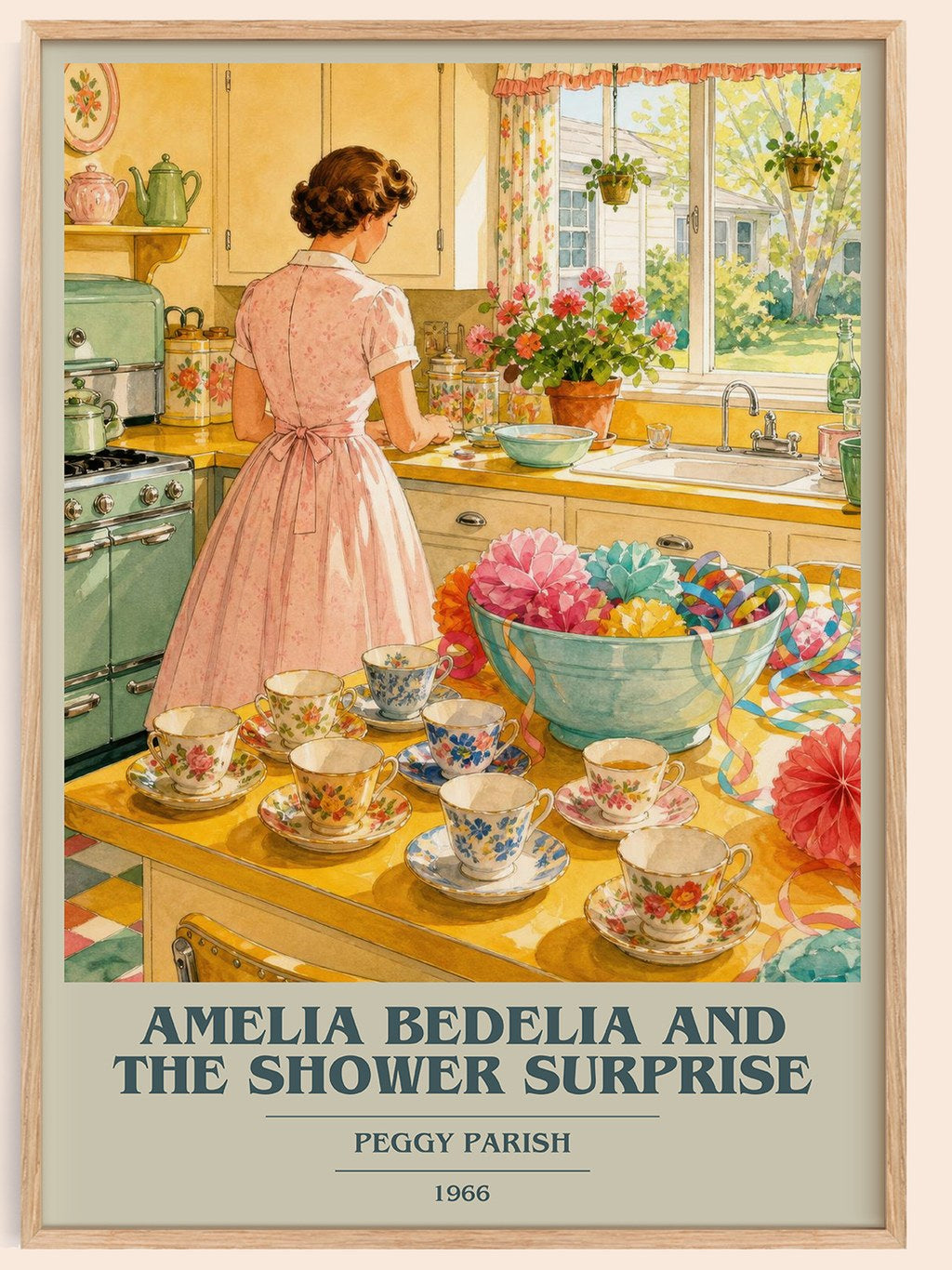 Amelia Bedelia and the Shower Surprise book cover book poster by Peggy Parish – framed literary art print