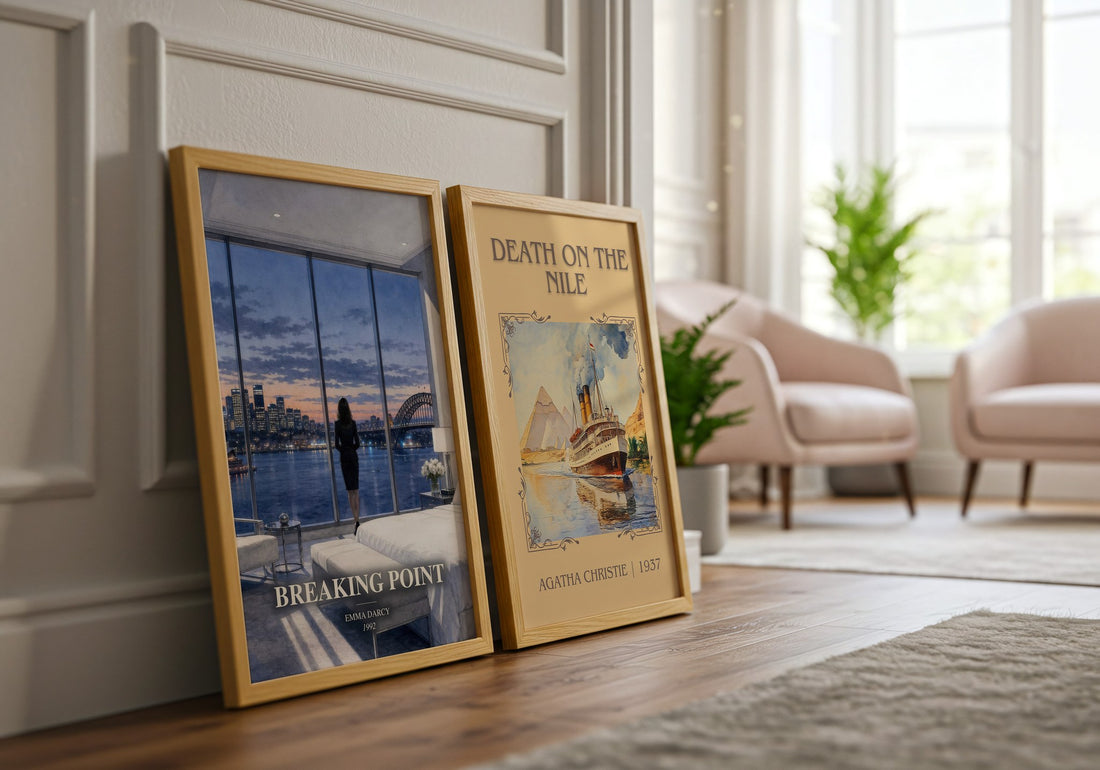 Breaking Point watercolour print framed by window – literary home decor