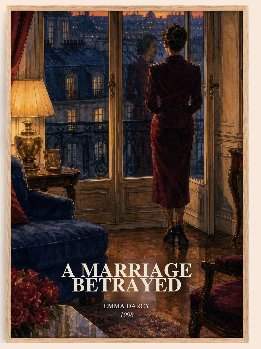 A Marriage Betrayed watercolour book poster by Emma Darcy – framed literary art print