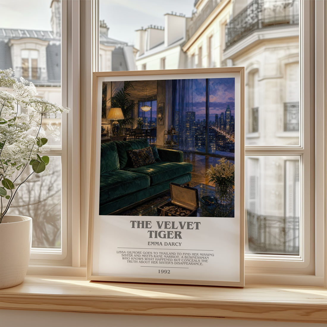 The Velvet Tiger bookish poster colour and style options – Emma Darcy book art