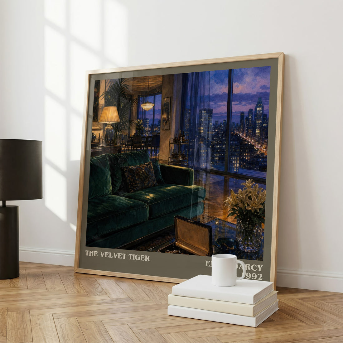 The Velvet Tiger literary print framed by window – literary home decor