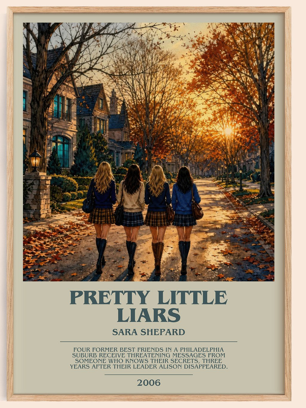 Pretty Little Liars bookish book poster by Sara Shepard – framed literary art print
