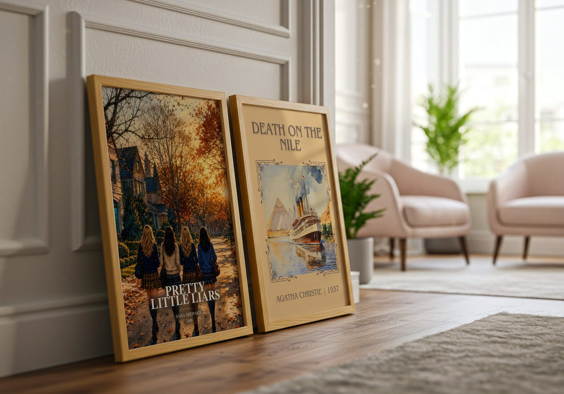 Pretty Little Liars watercolour print framed by window – literary home decor