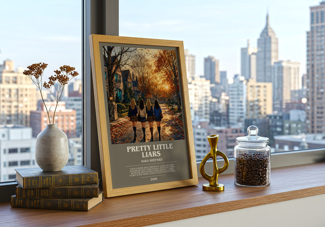 Pretty Little Liars bookish print framed by window – literary home decor