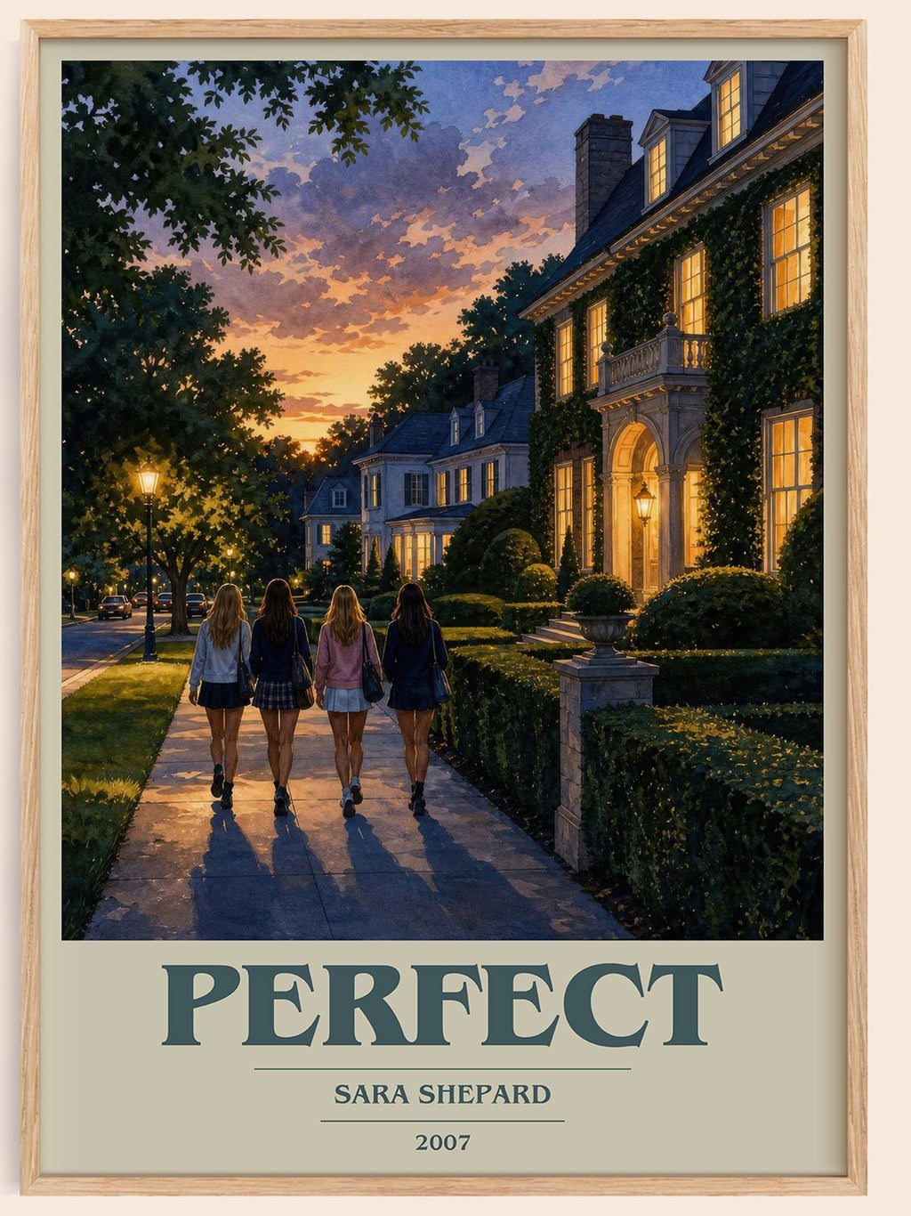 Perfect book cover book poster by Sara Shepard – framed literary art print
