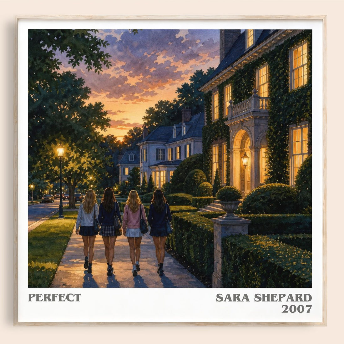 Perfect literary book poster by Sara Shepard – framed literary art print