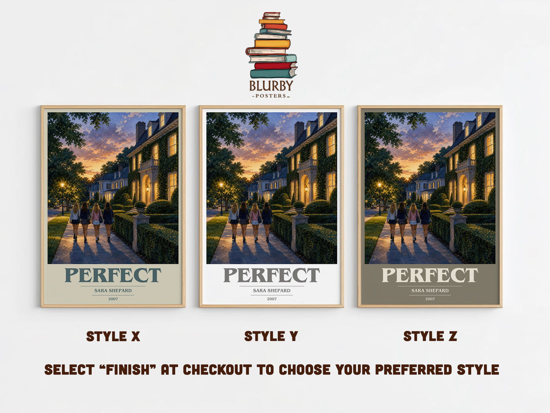 Perfect book cover print in frame leaning in hallway – young adult wall art (mockup)