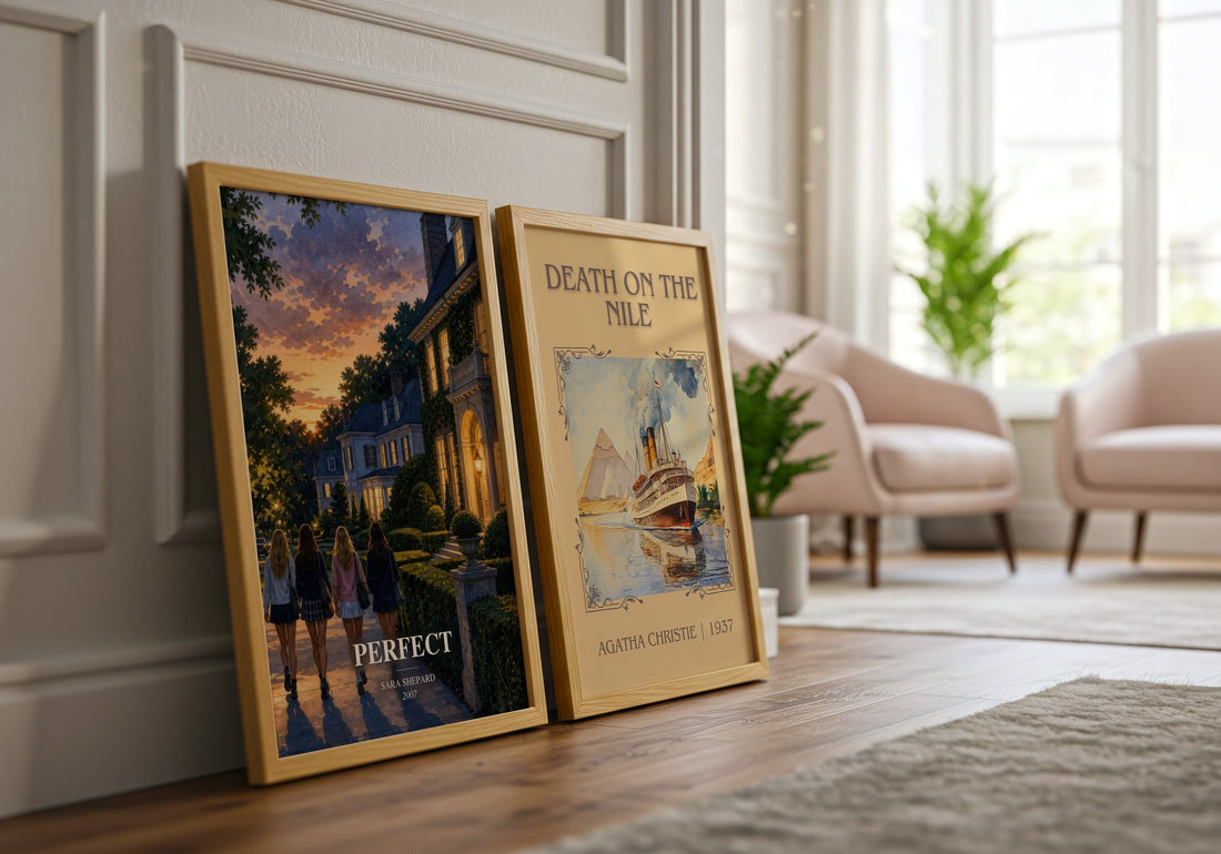Perfect watercolour print framed by window – literary home decor