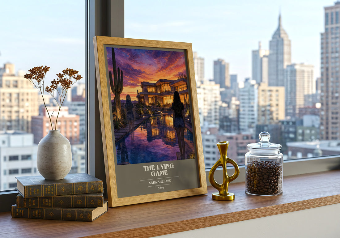 The Lying Game book cover print framed by window – literary home decor