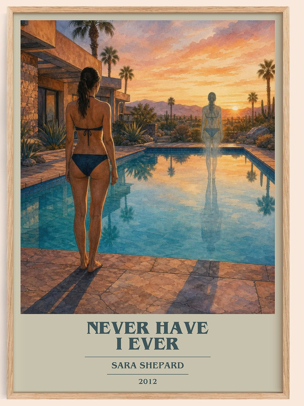 Never Have I Ever book cover book poster by Sara Shepard – framed literary art print