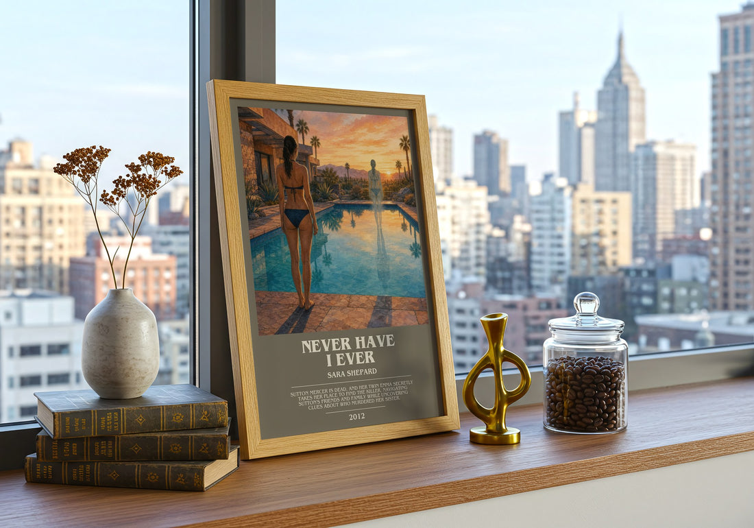 Never Have I Ever bookish print framed by window – literary home decor