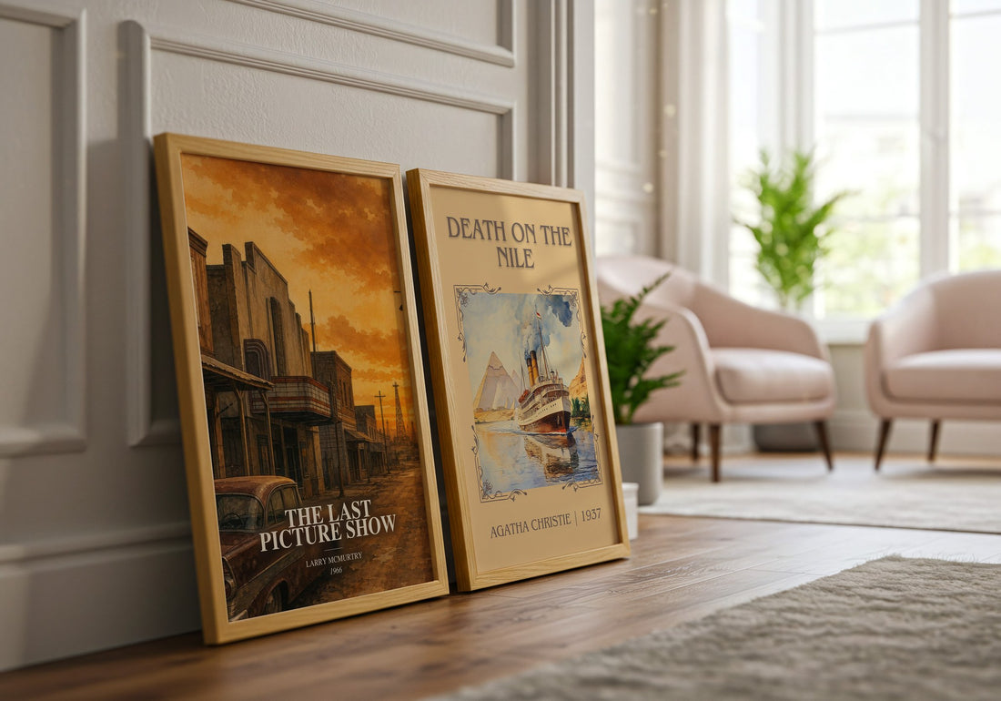 The Last Picture Show watercolour print framed by window – literary home decor