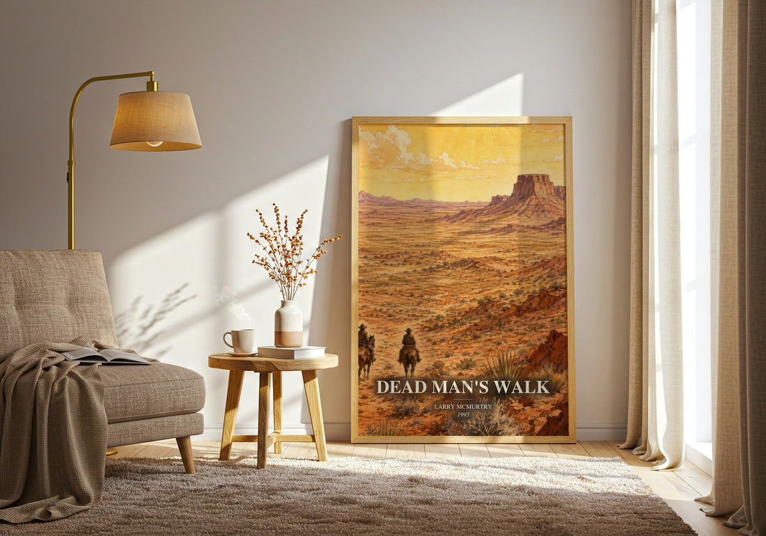 Dead Man's Walk watercolour print in frame leaning in hallway – adventure wall art
